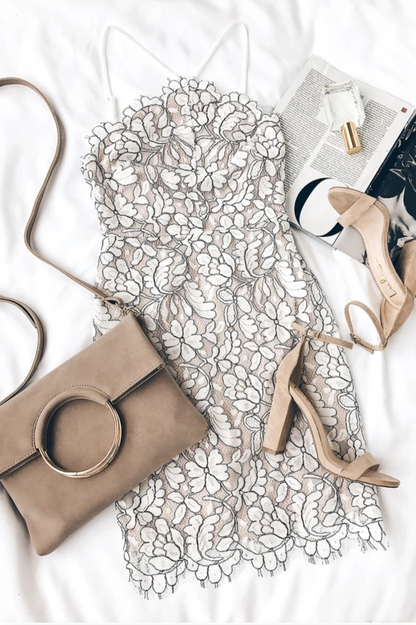 Delicate Darling Beige and Ivory Lace Bodycon Dress