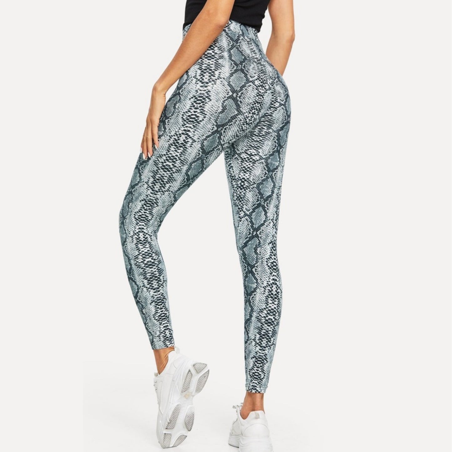 New Snake Print Legging High Waisted Grey Black New