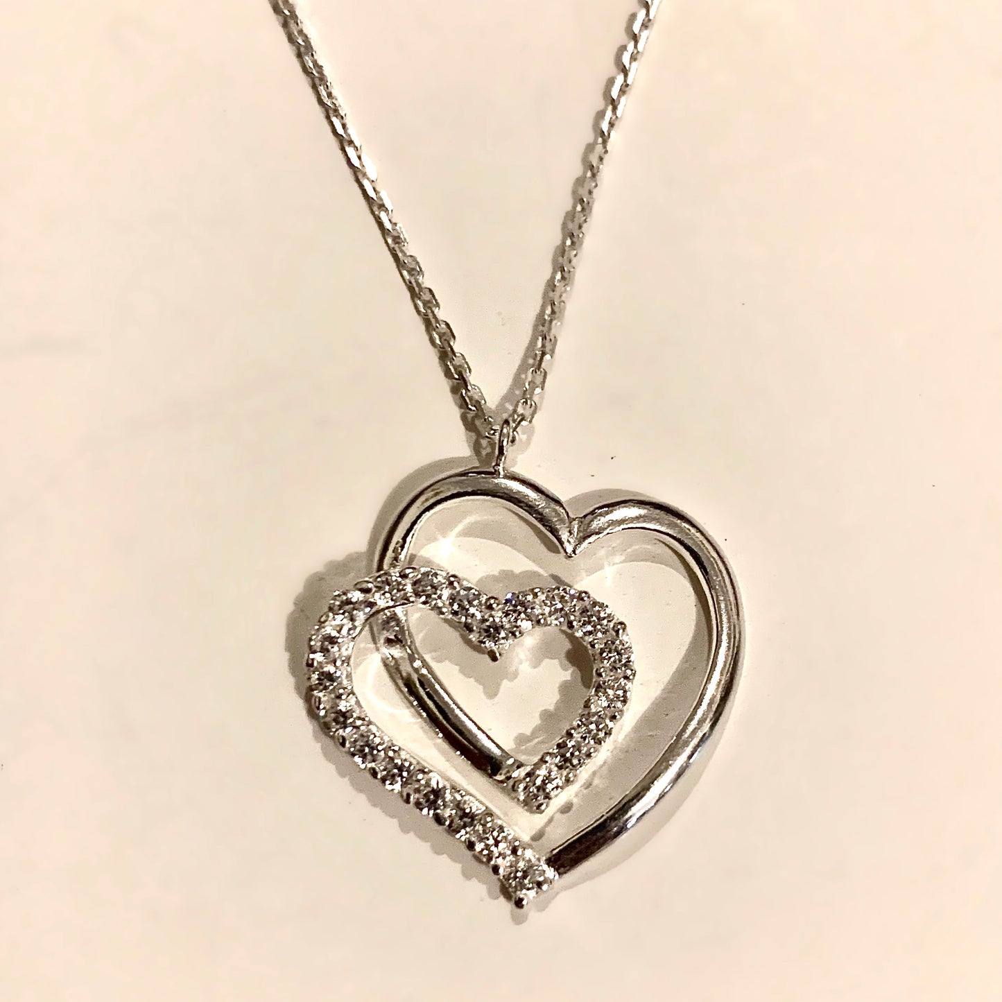 New Double Heart Shaped Necklace Sterling
