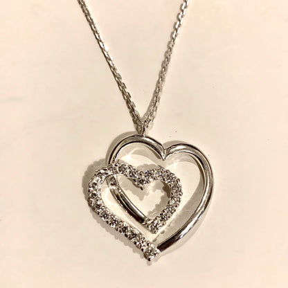 New Double Heart Shaped Necklace Sterling