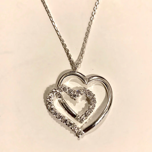 New Double Heart Shaped Necklace Sterling