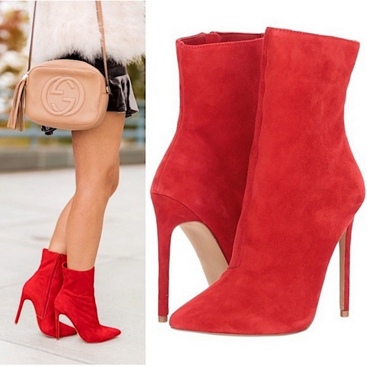 Wagner Stiletto-Heel Booties in Red