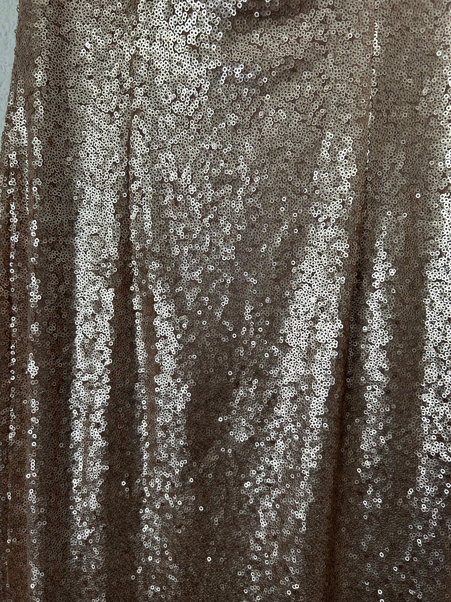 Slink and Wink Matte Rose Gold Sequin Maxi Dress Elegant Evening Gown